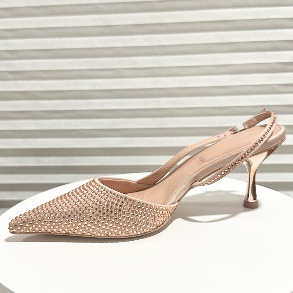 🌹JONATHAN SIMKHAI🌹 Dylan Embellished Slingback Blush Pumps Size: 36 - Picture 3 of 11